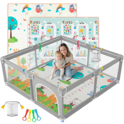 JUPPLIES Box Bambini 120×120 cm – Recinto Gioco per Neonato 6-24 Mesi, Rete...