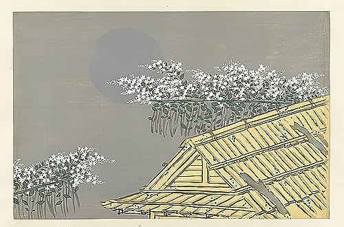 Peinture classique toile branches en fleurs blanches Kamisaka Sekka 60x90