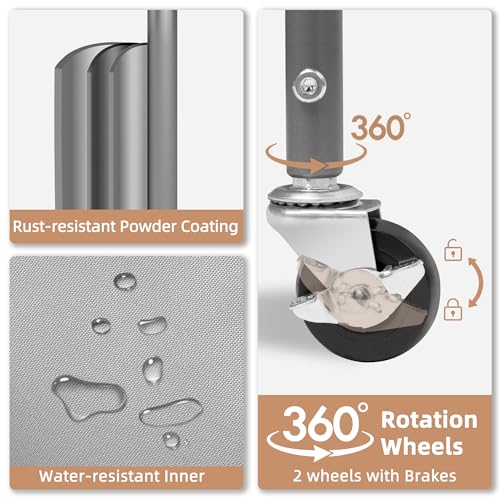 STORAGE MANIAC 120 Liters Vertical Rolling Laundry Hamper, 3 Section Laundry Sorter with Wheels and 2 Breaks, 3-tier Laundry Baskets for Small Space, Dorm, Laundry Room, Closet, Bathroom, Gray 3-tier - Image 5