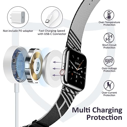 كابل شحن ساعة مغناطيسي USB C للشحن السريع متوافق مع ساعة آبل سلسلة 9 / 8/ 7/ الترا/الترا 2/SE2/6/5/4/3/2/1/SE1 من فيرتبريد، نوع C طول 1.5 م