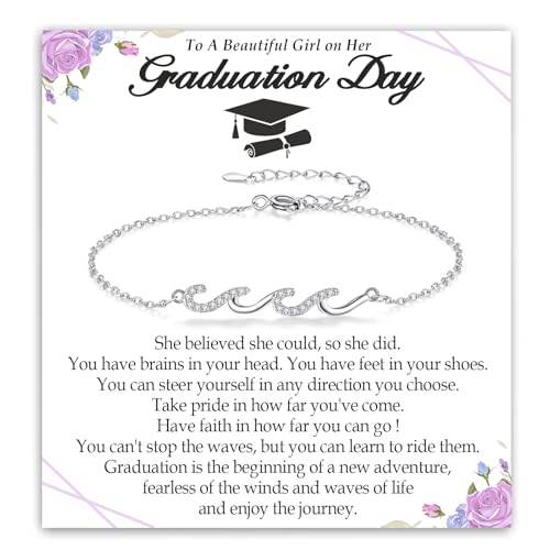Image of Gifts for Women Christmas Birthday, Silver Wave Bracelets for Woman Mom Wife Grandma Daughter Granddaughter Friend Sister, The Waves of Life We've Through Together Mothers Day Graduation Gift