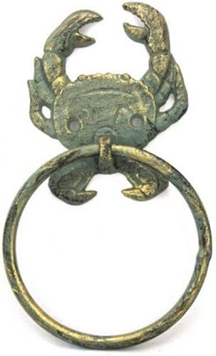 Miniatura 30 de Toallero de hierro fundido de plata antigua de 8.5 pulgadas - Decoración de conchas marinas - Decoración del hogar del mar Plata,Hierro fundido,Azul