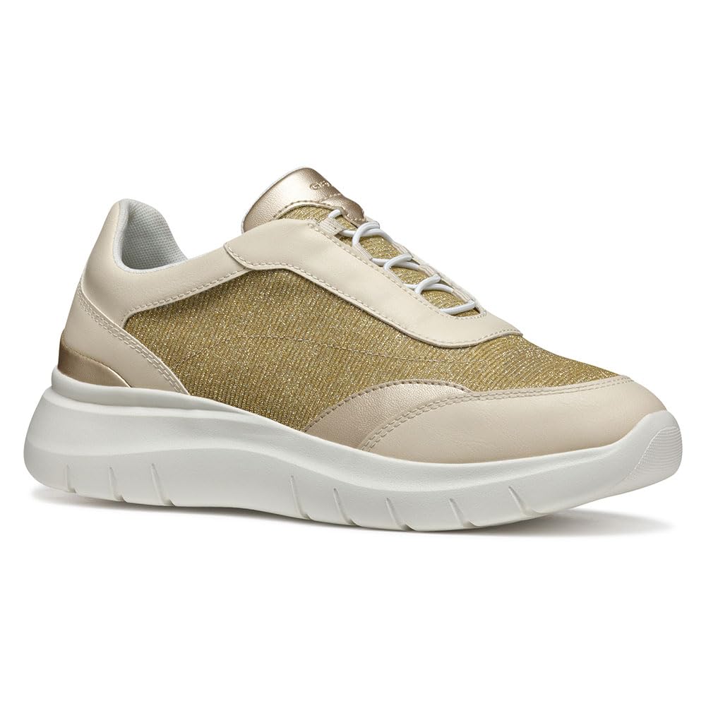 Geox Women's D PLUMMERY A Sneaker, Lt Gold/Papyrus, 6 UK