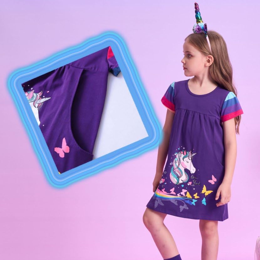 VIKITA Summer Girls Dresses Short Sleeve Casual Toddler Girl Clothes Schoold Outfits for Kids4