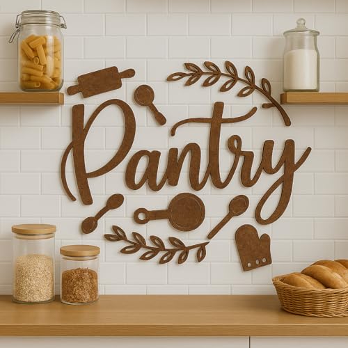 Woodamore Farmhouse Pantry Sign - Pantry Signs Wall Decor, Pantry Word Door Sign, Rustic Kitchen Sign Pantry Decor For Home (15