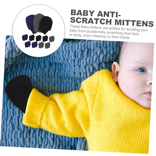 9 Pairs Scratch Mittens of Cozy Cotton Gloves for Newborn Boys and Warm Keeping No Scratch Mittens Grey for Comfort and Protection4