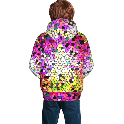 Colorful Tie Dye Stained Glass 3 Kid Hoodies Boys Sweatshirts Girls Pullover with Pocket4