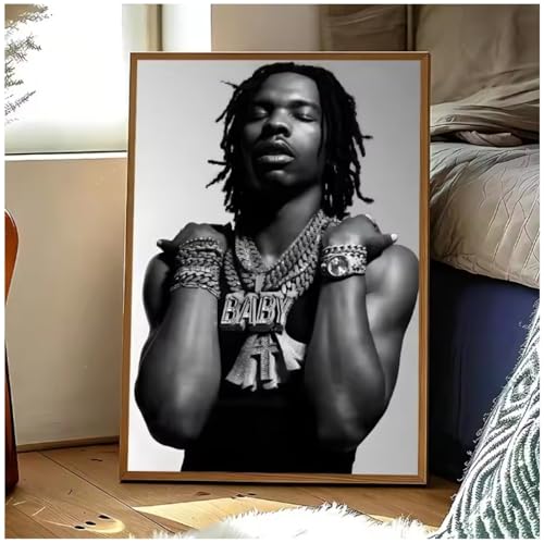Poster de Lil Baby rap music soluciona paredes vacías en la decoración de tu cafetería