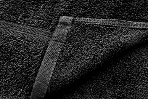 Image of SIMPLI-MAGIC 79178 Cotton Hand Towels, 16 inchx27 inch, Black, Not Bleach Proof, 12 Count