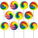 The Dreidel Company Rainbow Swirl Lollipop, Mixed Fruit Flavor, Individually Wrapped Pop, 1.5' Inch Swirl Pop (12-Pack)
