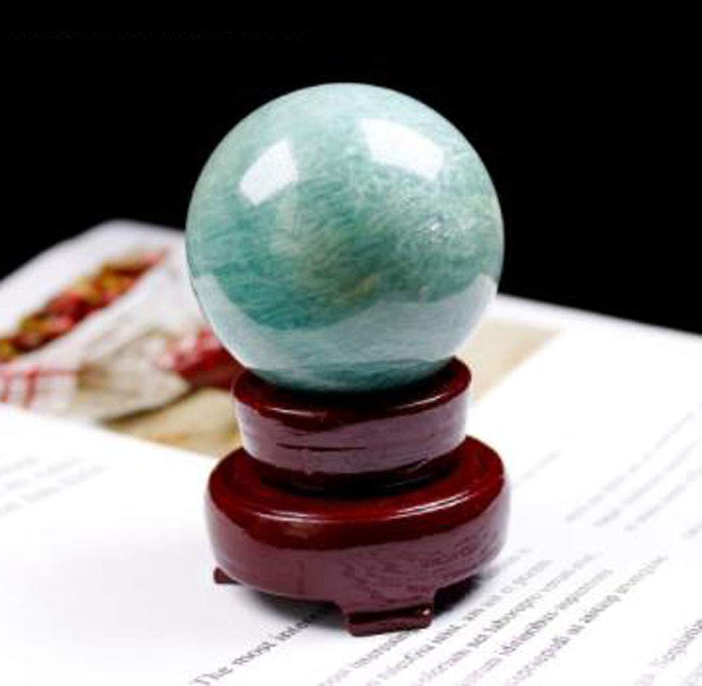 Natural Healing Quartz Crystal Amazonite Sphere Gemstone Ball Natural Sculpture Figurine with Stand 40-50mm