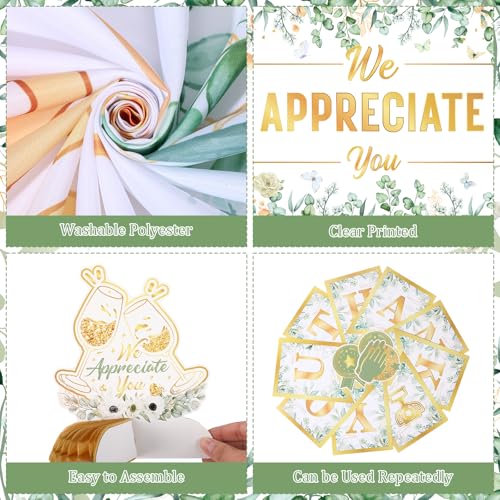 Image of We Appreciate You Party Decorations Sage Green Gold Thank You for All You Do Banner Honeycomb Centerpieces Hanging Swirls Kit for Office Employee Pastor Teacher Doctor Appreciation Party Gift Decor