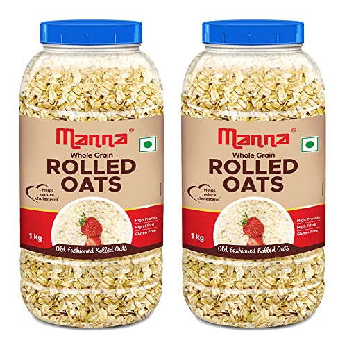 Image of Manna Rolled Oats 2kg | Gluten Free | Traditional Oats | Diabetic Friendly | Wholegrain 1kg (Pack of 2)