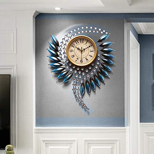 Crystal Metal Wall Clock Silent Non Ticking - 26"×21" Quality Quartz Battery Operated, Decorative For Kitchen, Living Room, Bedroom, Bathroom, Bedroom, Office #TOP5