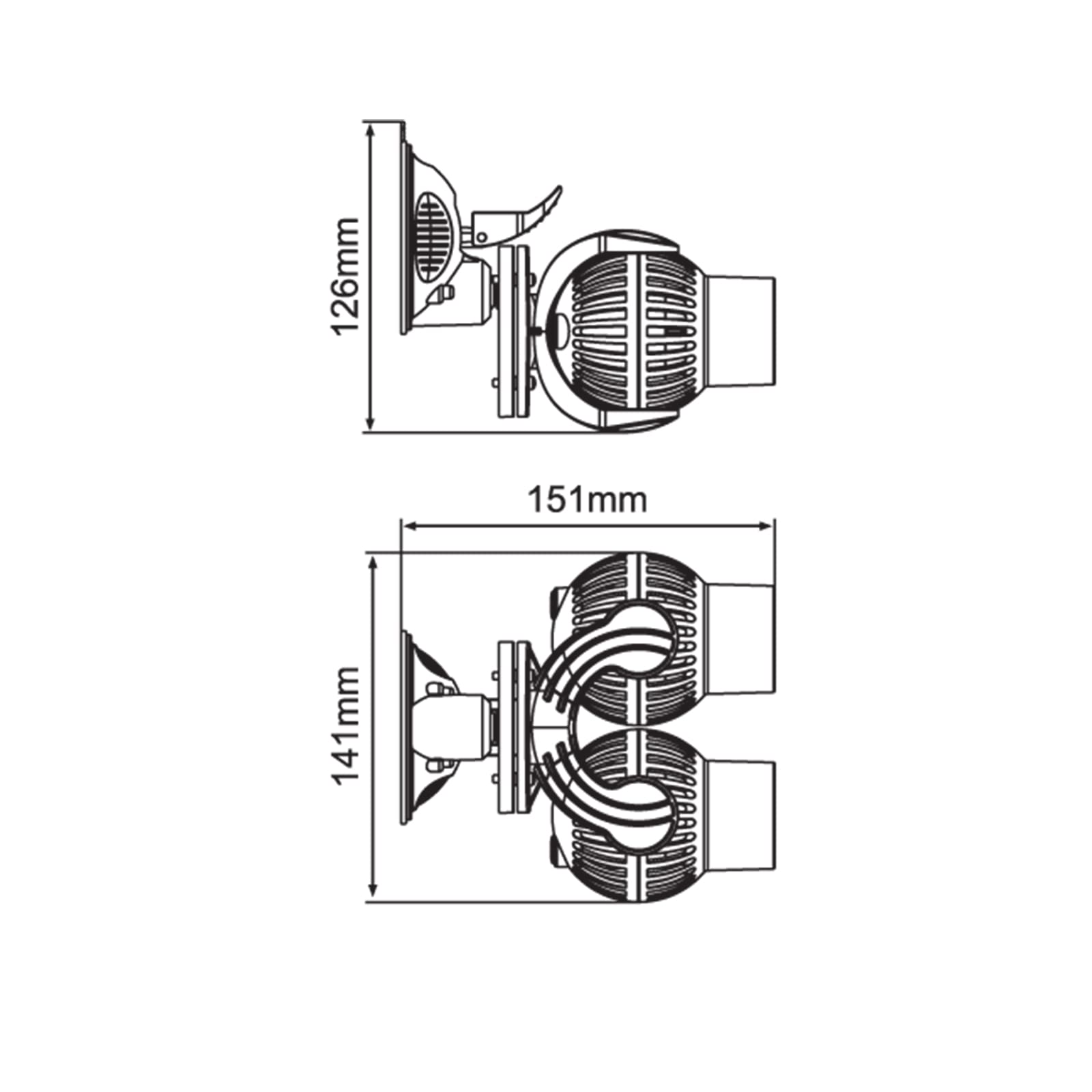 JAD WM-102 Aquarium Strömungspumpe 11000 l/h dual Wellenpumpe, Süß- und Salzwasser, Wave Maker