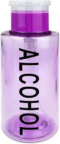 Dispensador de bomba de empuje de 10 onzas, tapa abatible, botella vacía recargable, color morado con impresión de palabra, embalaje cosmético de