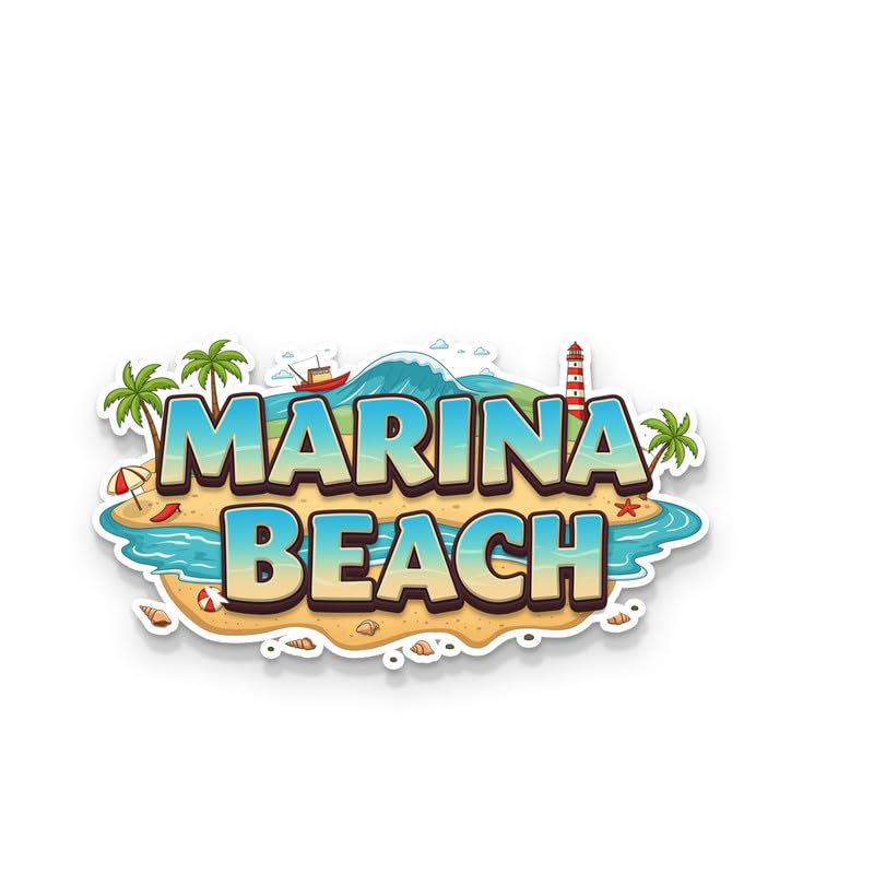 Image of Marina Beach Fridge Magnet, Glossy Finish, Stylish Magnet for Fridge, Wardrobe & Metal Surfaces