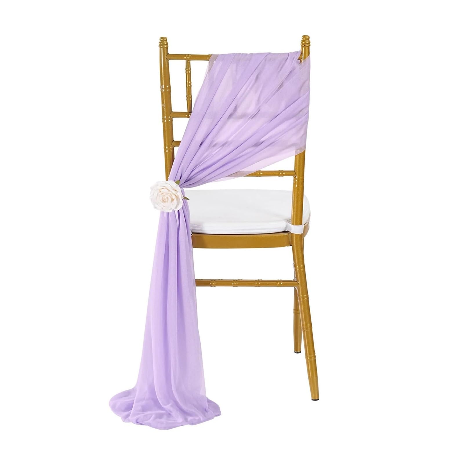 Jasnofioletowe szyfonowe szarfy na krzesła na wesela baby shower i imprezy - 10 szt. 17 x 250 cm - eleganckie dekoracje korytarzy i artykuły bankietowe na przyjęcia