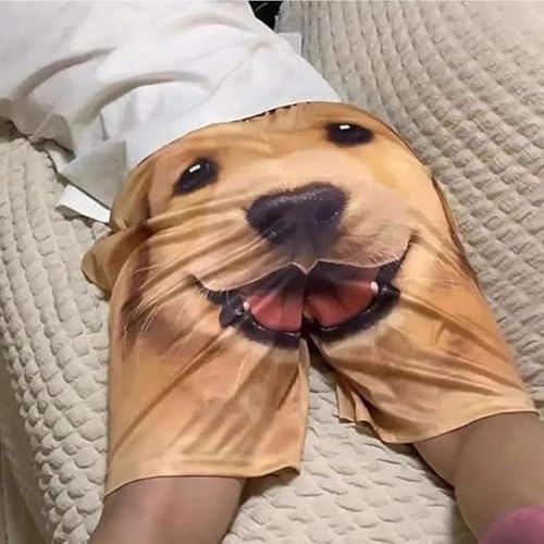 Shorts with Dog Face on Butt, Realistic 3D Cute Funny Puppy Print Workout Shorts, for Men/Women3