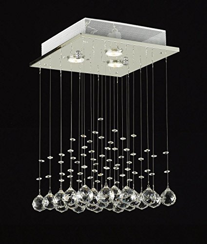 Saint Mossi Lustre en cristal pluie goutte de Moderne et contemporain plafonnier lumière 3 GU10 bulbe obligatoire (chrome Terminer), plafond Luminaire bureau, Salon H18' X W12' X L12'