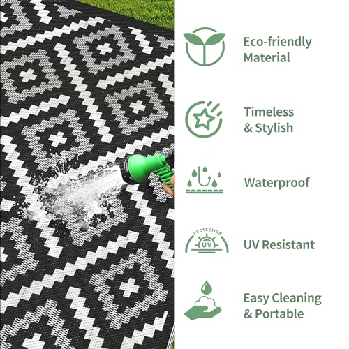Image of GENIMO Outdoor Rug, Waterproof Plastic Rugs for Patio, 6'x9' Ink White