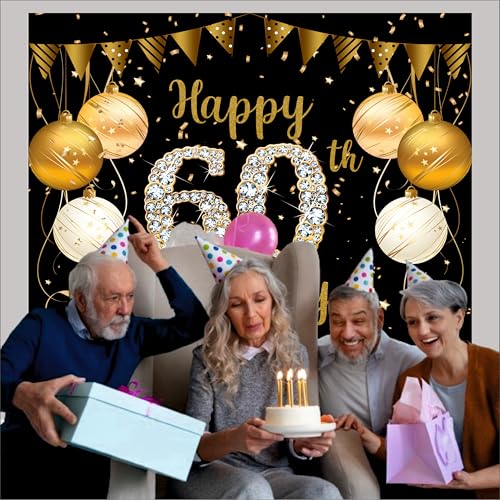 Image of 60th Birthday Backdrop 5x4 Ft | Backdrops for Decoration | Birthday Decoration Backdrop | Banner for Kids Theme Party