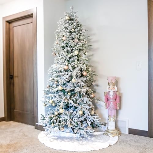 Sunnydazestatelyandslimartificialchristmastreeunlitindooruseonlyincludesstandflockeddesign7ft Urban Country Home Decor Sunnydaze stately and slim artificial christmas tree unlit indoor use only includes stand flocked design 7 ft urban country home decor