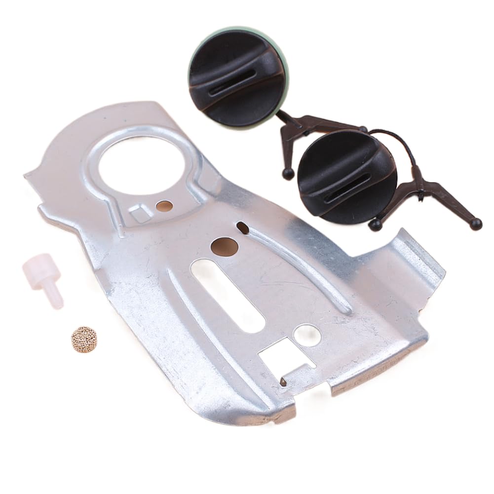 Kit de tapa de aceite de combustible con respiradero de ventilación de tanque de placa de bomba de aceite Compatible con modelos de motosierra 340 345 350 2150 2145 2141