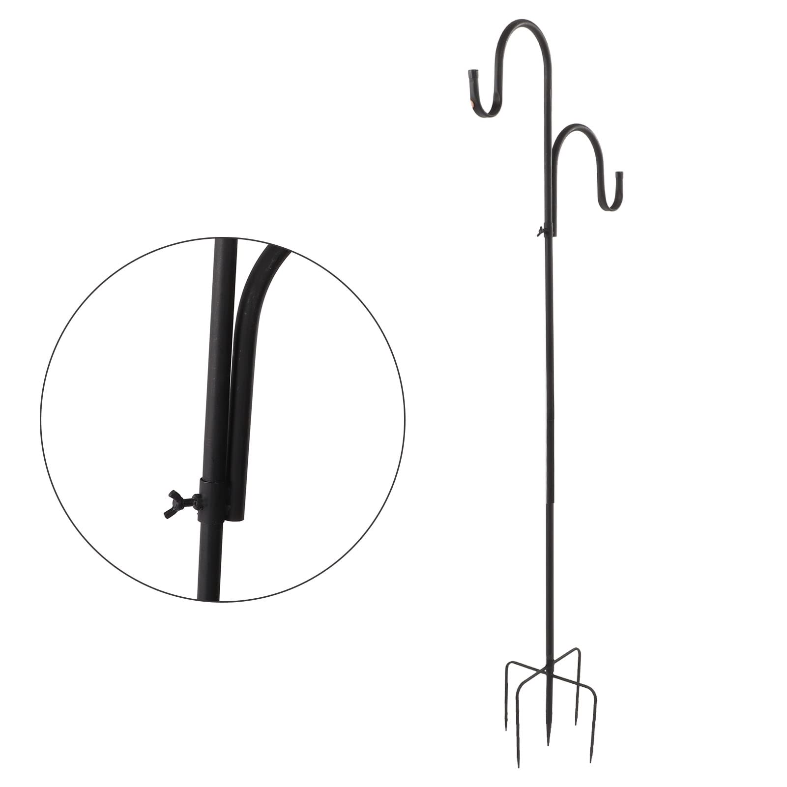 Omabeta Gancio da Pastore Elegante Mangiatoia per Uccelli in Ferro, Appendiabiti Multiuso per Decorazioni da Giardino 63 Pollici con 2 Ganci