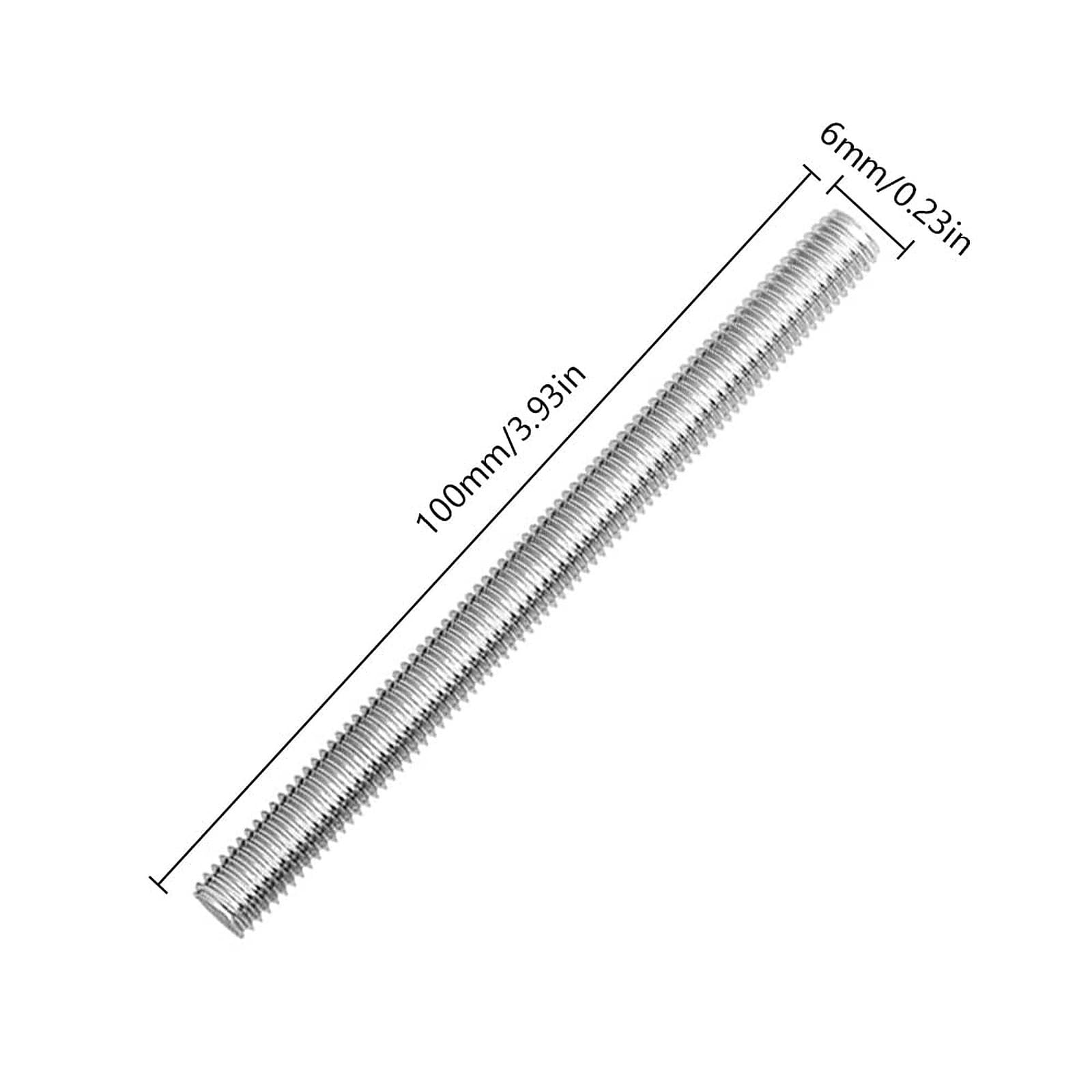 12 Piezas M6 x 100mm Varilla Roscada Acero Inoxidable M6 Barra de Varillas Totalmente Roscadas para las Industrias Manufacturera Automotriz y de la Construcción Plata