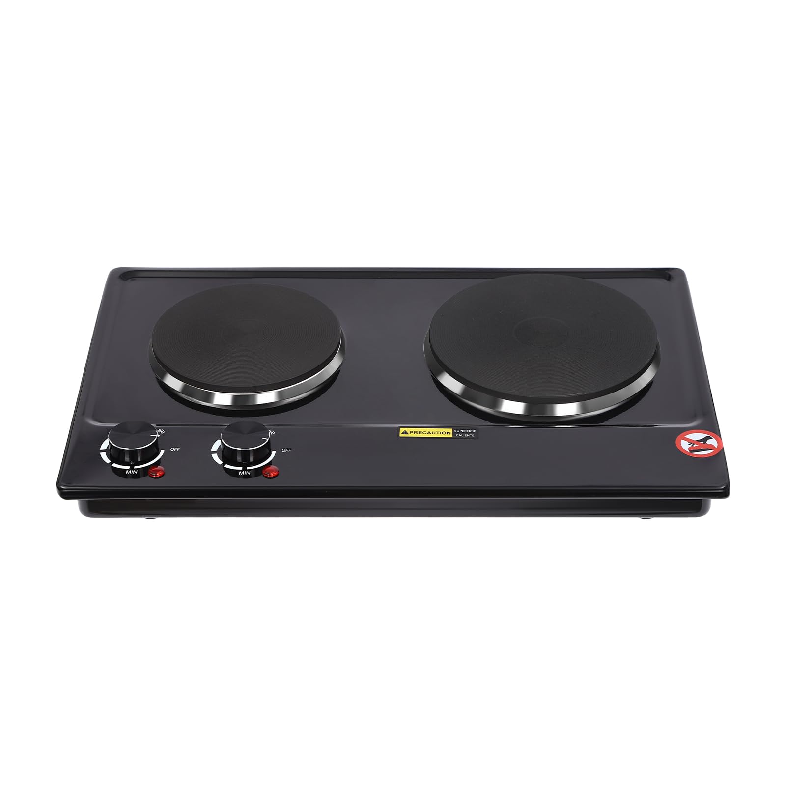 Piastra elettrica per cottura, Doppio elettrofornello 2500W, Potenza di riscaldamento regolabile su 6 livelli, Ghisa, Riscaldamento a infrarossi, Riscaldamento rapido, Compatta e portatile 50×31,7cm