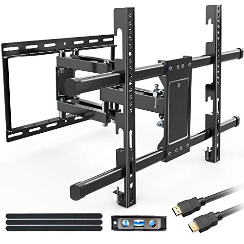 Full Motion TV Wall Mount Bracket for Most 32-80 Inch LED/LCD/OLED Flat Curved TVs with Dual Articulating Arms Swivel Tilts Rotation fits 16”Stud. MAX VESA 600X400mm and Loading Capacity 110 lbs.