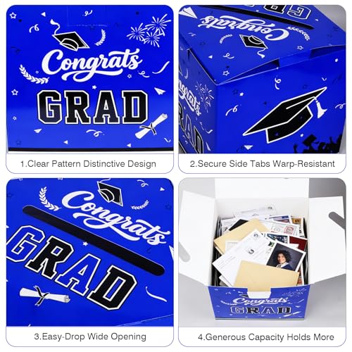 Image of 9.45Inch Large Blue Black Graduation Card Box, Back to School Gifts | Ideal 2026 Grad & Back to School Gifts, Fits High School, College & Masters, Dorm Decor & Party Favors For Class of 2026