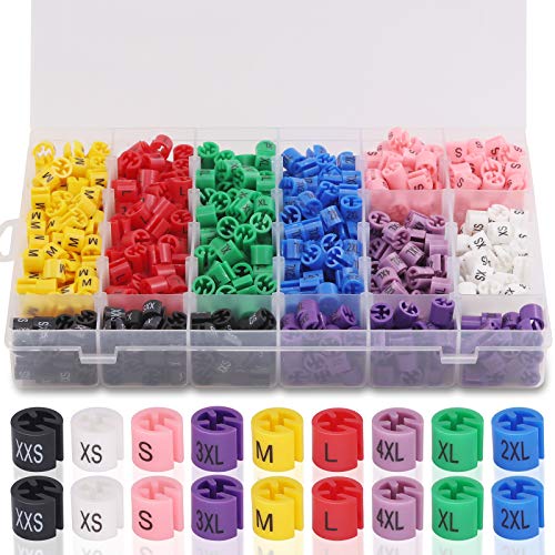 Mardatt Lot de 820 marqueurs de taille pour vêtements avec code couleur 9 tailles de XXS à 4XL avec boîte de rangement robuste Cover