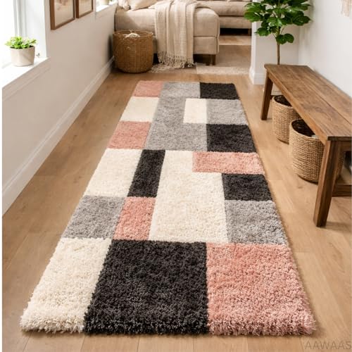 Image of 3D Shaggy Polyester Carpet Rug Runner Area Mats for Bedroom /Living Area /Home with Anti Slip Backing Soft /Fluffy Hight Pile - (3D Pink B, 2x8 feet)
