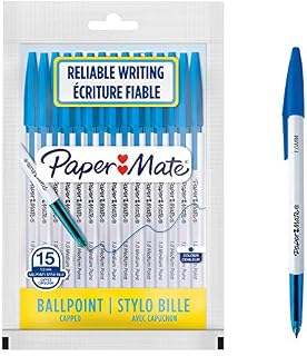 Paper Mate 045 Ballpoint Pens | Medium Point (1.0 mm) | Blue Ink | 15 Count