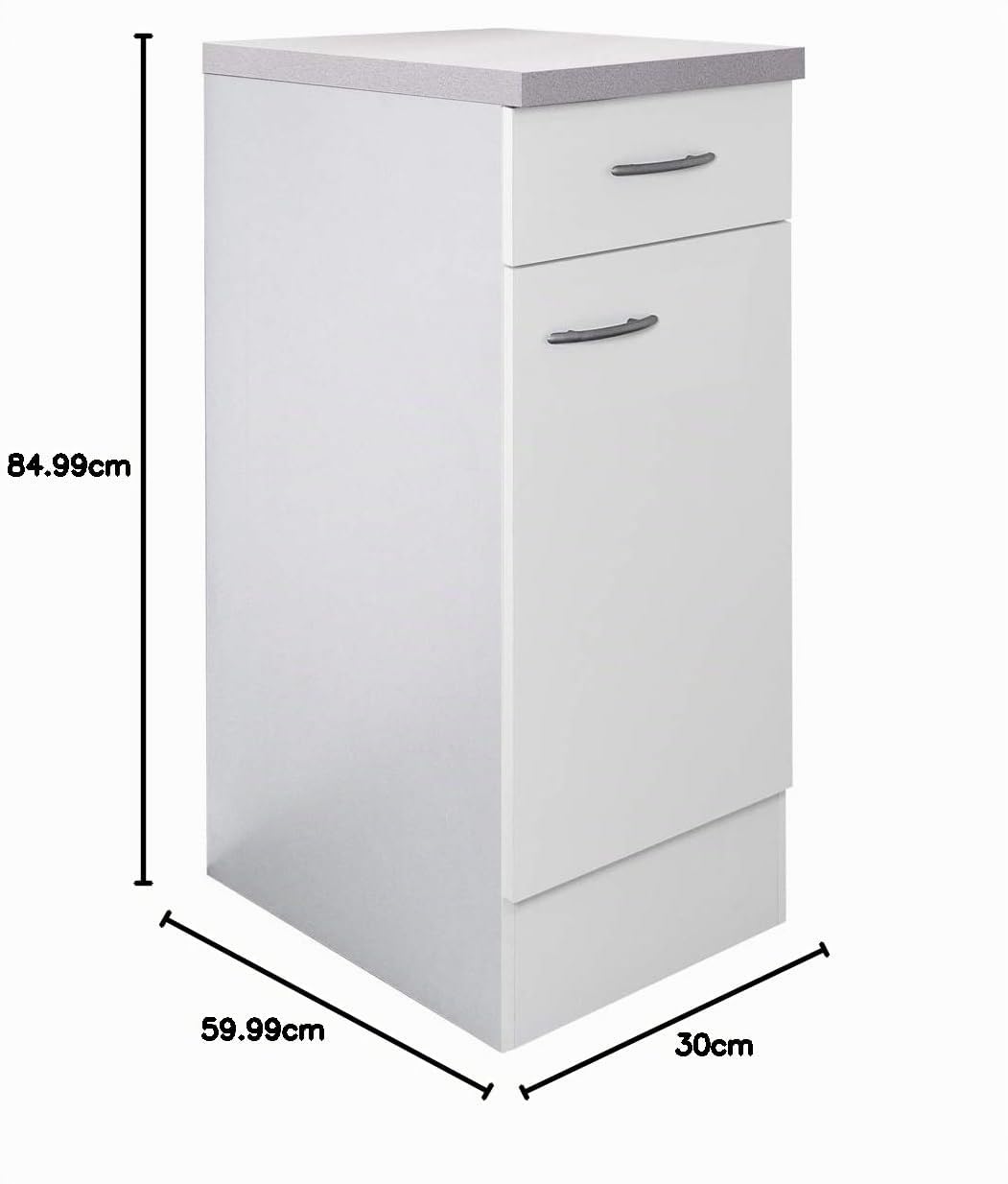 Küchenschrank UNNA - Unterschrank - 1-türig, 1 Schublade - Breite 30 cm - Weiß