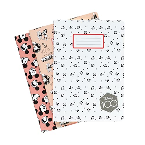 Grupo Erik - Lot de 3 Carnets Pointillés Disney, Mickey | Carnet de Notes A5, Notebook, Carnet de Voyage, Carnet de Recettes, Journal Intime