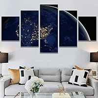 SIGNWIN 5 Panel Canvas Wall Art Modern Art Astronomy & Space Contemporary Cosmic Dramatic Mixed Media Multicolor for Home Decorations Ready to Hang - 60