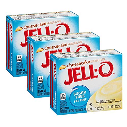 Image of Jell-O Sugar Free Instant Pudding & Pie Filling, Cheesecake Flavored, Fat Free, Quick & Easy Dessert, 1 oz (Pack of 3)