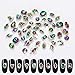 Nail Rhinestones 48Pcs Big Charms Silver 3D Crystals Iridescent AB Diamonds Silver Metal Frame for DIY Crafts Nail Art