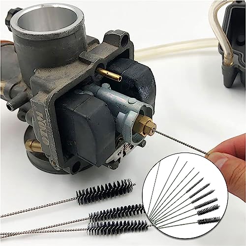 Image of Carburetor Carbon Dirt Jet Remove Cleaner, Carburetor Cleaning Tool Kits for Motorcycle ATV Moped Welder Carb (13 Cleaning Wires Set + 5 Nylon Brushes + 10 Cleaning Needles + 1 Wrench + 1 Sharp Pick)
