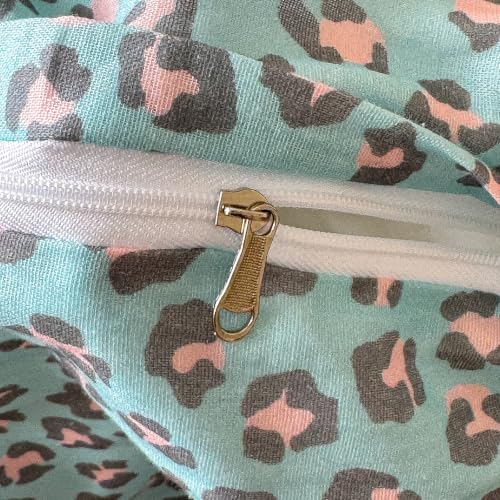 Image of VM VOUGEMARKET Leopard Duvet Cover Set Queen,Light Blue Pink,Muslin Cotton