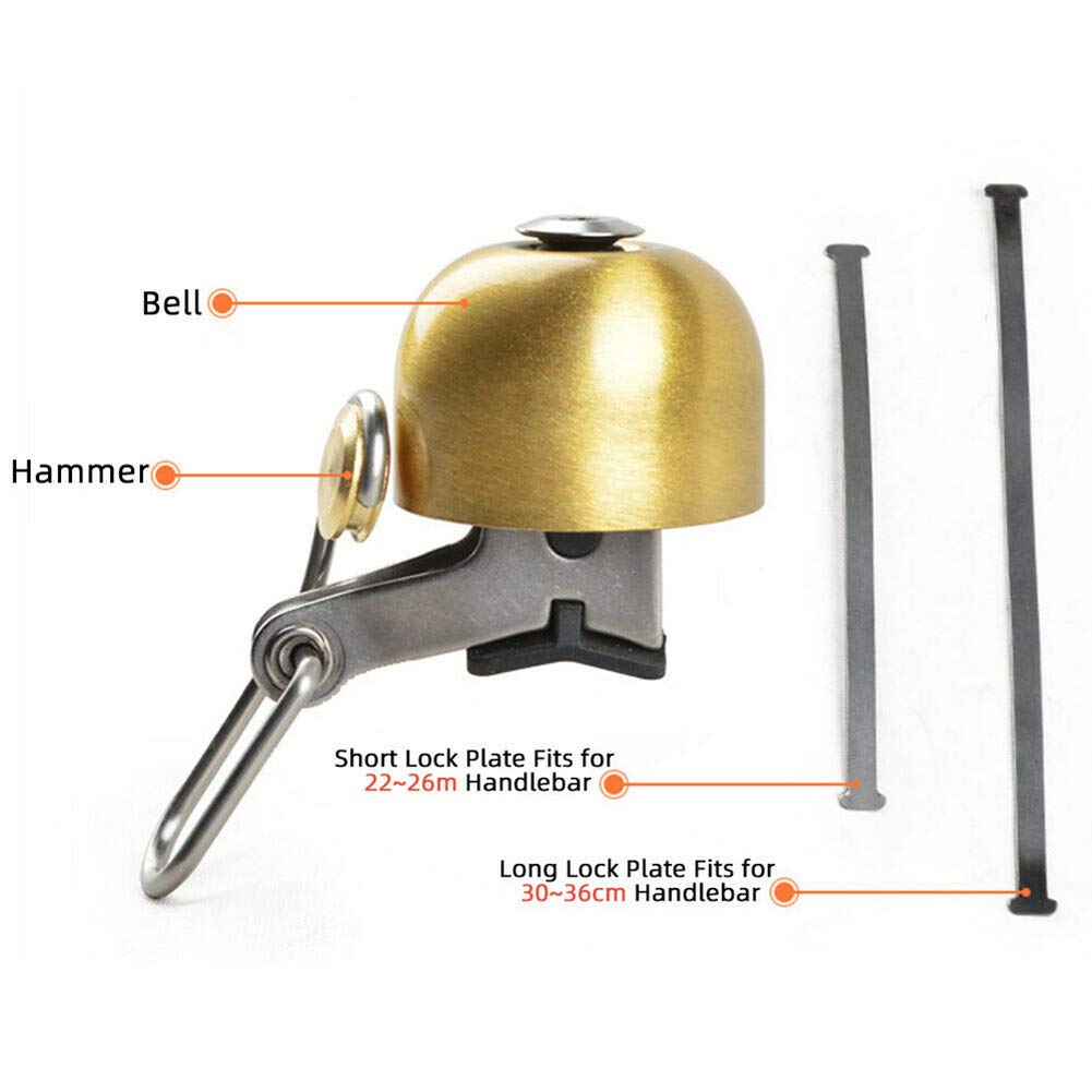 Retro Practical Copper Bicycle Bell Super Loud Accessories Mountain Bike Vintage Stainless Steel Bike Ringer MTB Road Bike Horn Handlebar Bicycle Ring Loud Sound Cycling Bell