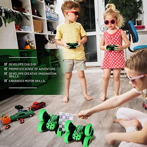 Sherpalace 6 Wheeler Led Remote Control Car For Kids-Off Road Stunt Rc Car With 360 Flips-All Terrain Tires-Fast Rc Drift Car-Crawler Tires & 2 Batteries- Holiday Gift Race Toy, 55+ Mins Play Time #TOP4