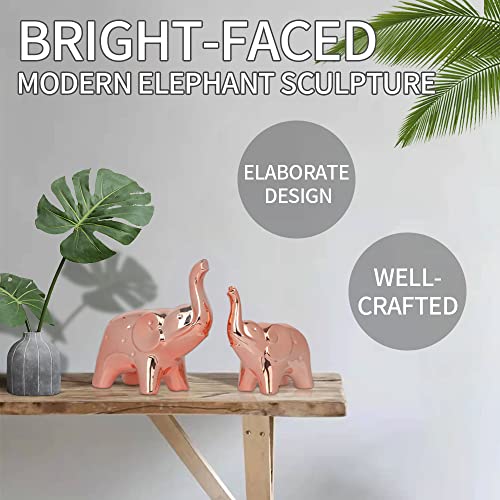 Prosfalt A Pair Elephant Statue Home Decor,Modern Style Figurines,Sculpture For ​Office Desktop Bookshelf Living Room (Ceramics Rose Gold) #TOP5