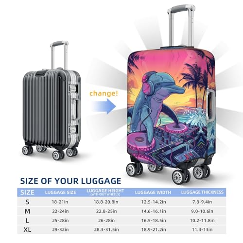 VOSERY Travel Luggage Cover - Hip-Hop DJ Dolphin Washable Suitcase Covers Protector Fits 18-32 Inch Luggage4