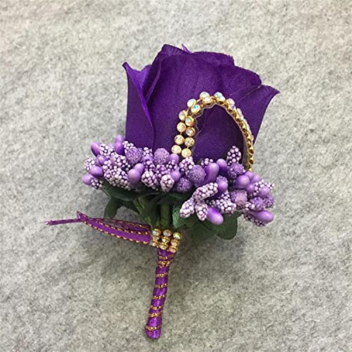 ZGPMGS de muñeca de Boda Boutonniere Ramo de Novia Novio Boutonniere Homme de Matrimonio Hombre Rosas Broche Alfileres Damas de Honor Cinta de Flores Artificiales Decoración 1108 (Color: K) (B) Cover