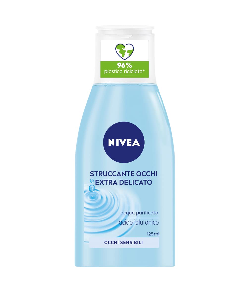 Nivea delikatny środek do demakijażu oczu w opakowaniu 6 x 125 ml, delikatny demakijaż do delikatnego usuwania śladów makijażu, zmywacza wrażliwych oczu