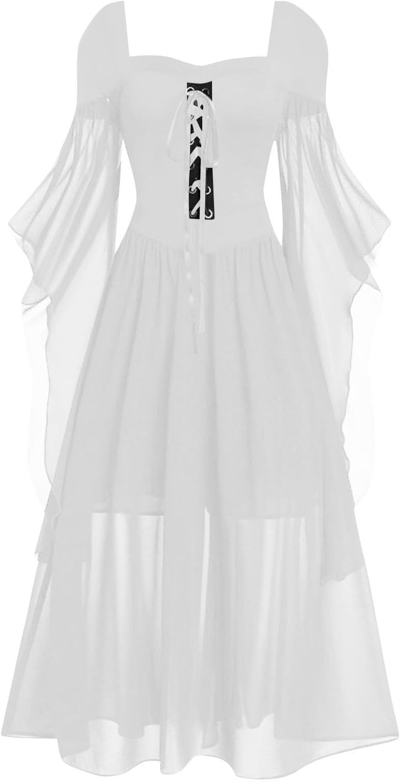 Womens Halloween Costumes Long Gothic Maxi Zombie Costume Sexy Sleeveless Square Collar Dresses